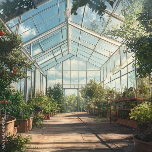 Greenhouse building background