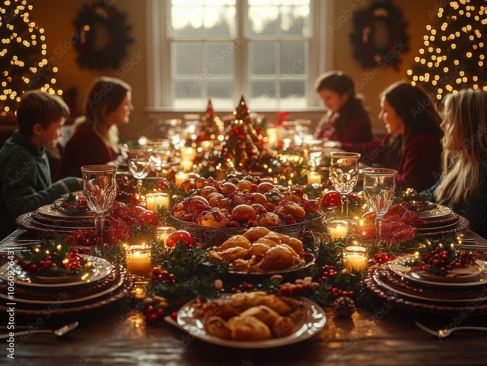 Festive Christmas dinner with family. Festive Christmas dinner with family.