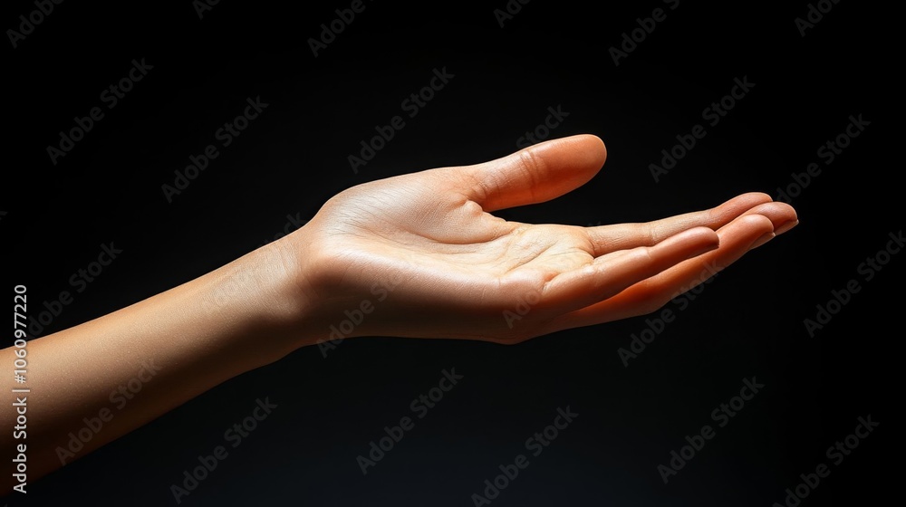 Side view of an open hand. Side view of an open hand.
