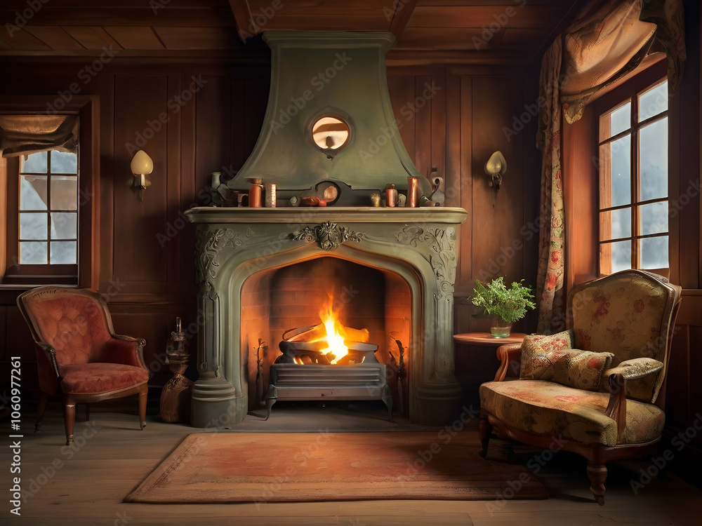 Fireplace in cozy old house Fireplace in cozy old house