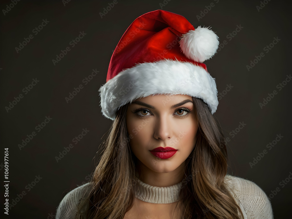 Cute woman in the Santa hat Cute woman in the Santa hat
