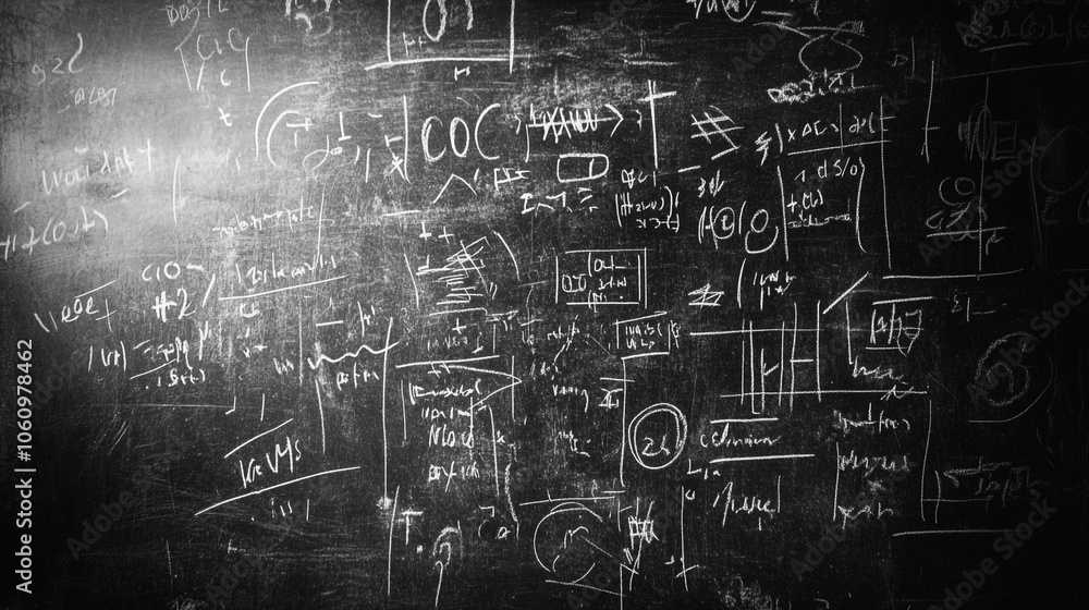 Chalkboard with Math Equations Formulas and Drawings Chalkboard with Math Equations Formulas and Drawings