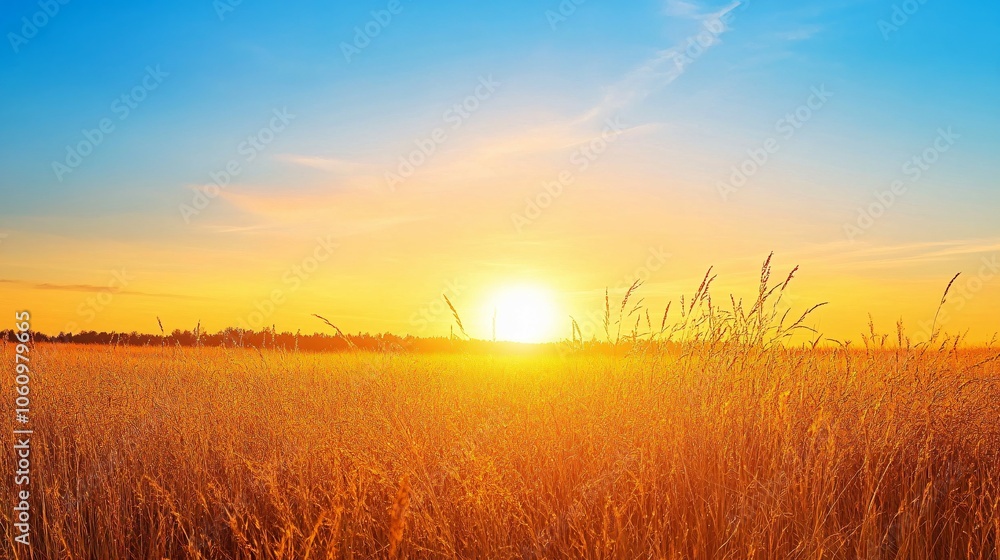 Golden Sunset Over a Field of Tall Grass Golden Sunset Over a Field of Tall Grass
