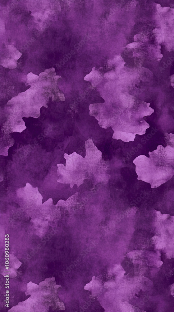 Fototapeta premium Watercolor floral pattern in purple hues with abstract flower motifs