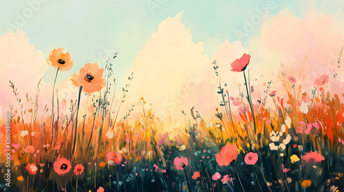 large brushstrokes colorful floral fields