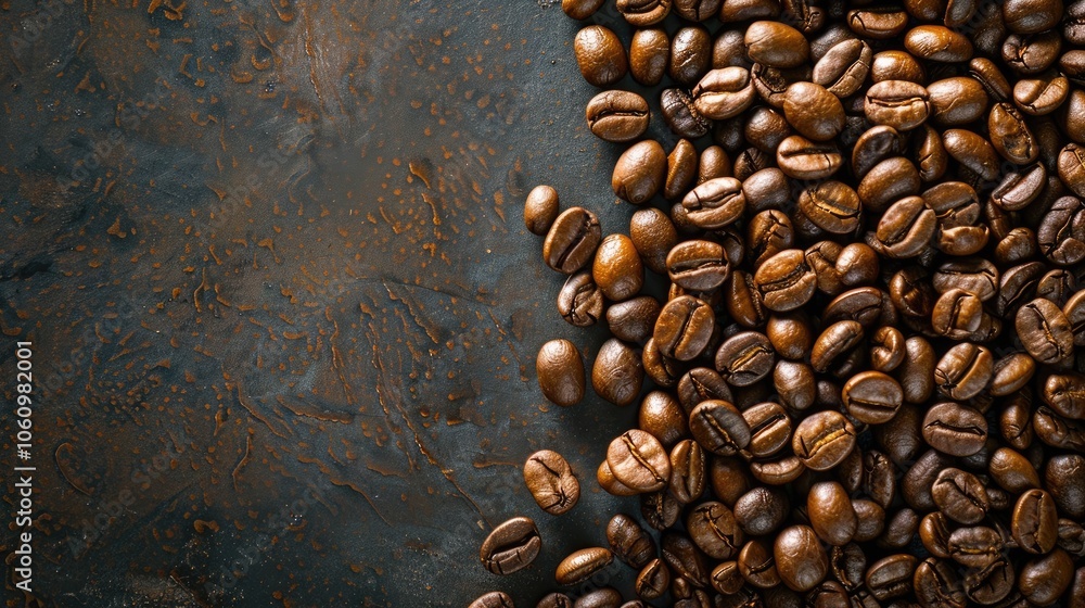 Top view of roasted coffee beans with text space. Top view of roasted coffee beans with text space.