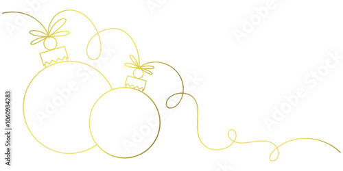 golden line art style illustration of a christmas balls for christmas and new year decorations