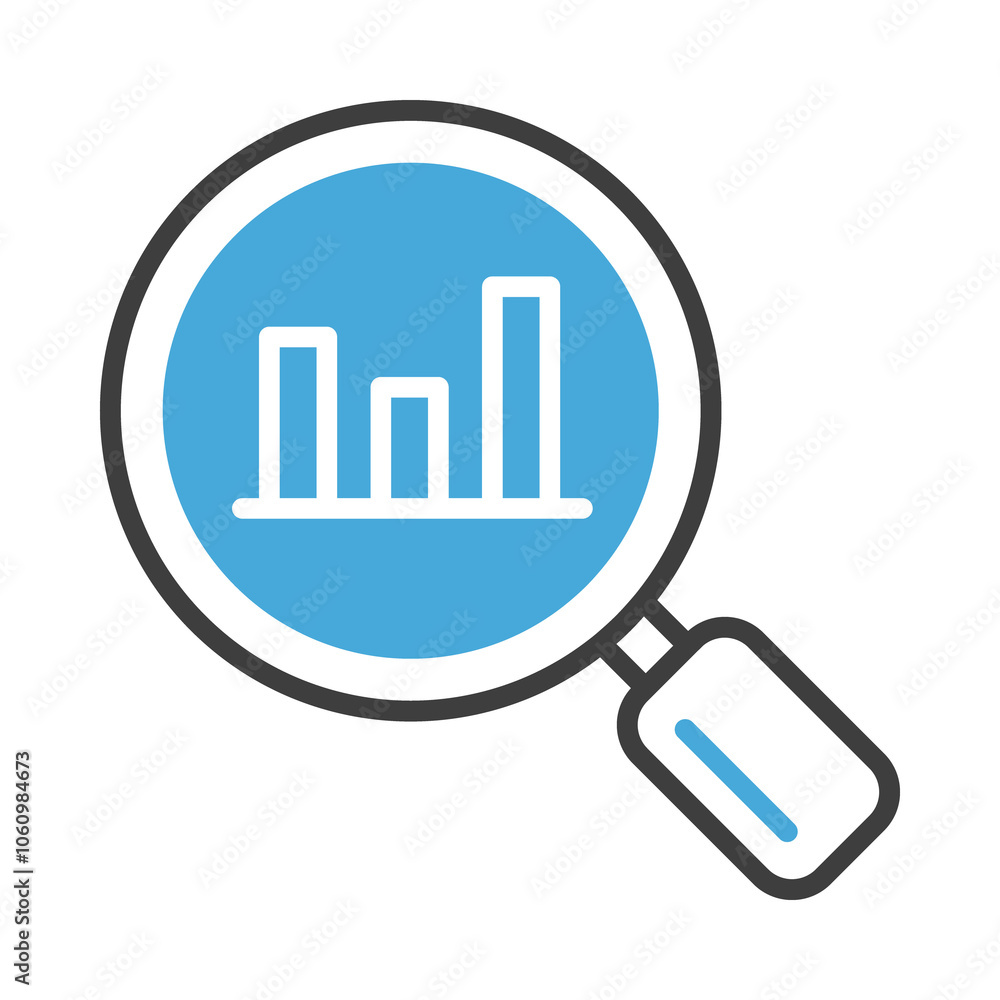 Bar Chart with Magnifying Glass Representing Insights. Data Analysis and Interpretation Bar Chart with Magnifying Glass Representing Insights. Data Analysis and Interpretation