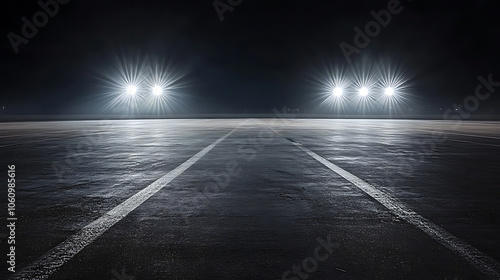 highspeed racing arena asphalt track illuminated by bright spotlights at night dramatic photography