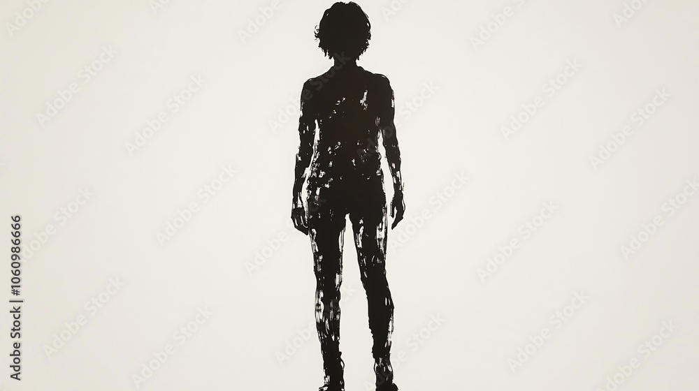 Silhouette of a Woman Standing on a White Background Mysterious Dark and Powerful Silhouette of a Woman Standing on a White Background Mysterious Dark and Powerful