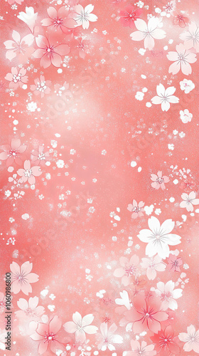 Elegant pink floral pattern with cherry blossoms on gradient background