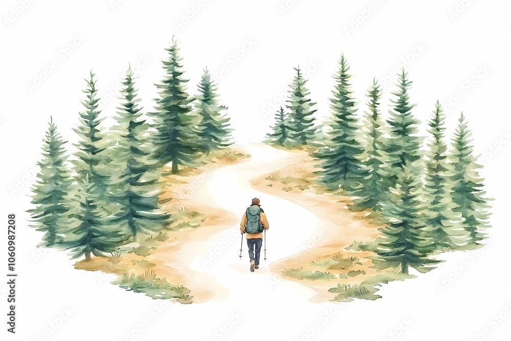 Obraz premium Hiking Through a Serene Forest Path