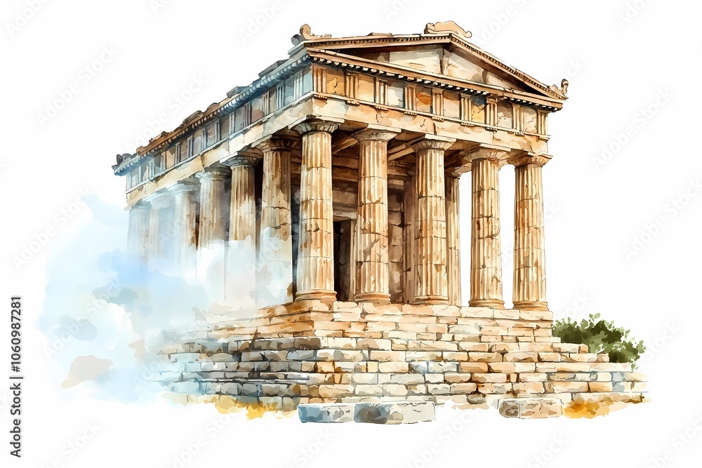 Fototapeta premium Ancient Temple with Misty Stone Pillars
