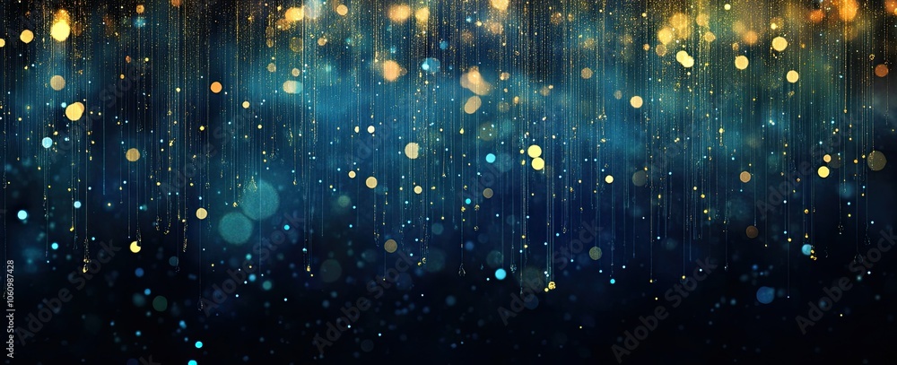 Obraz premium A small amount of golden glitter falling on a black background