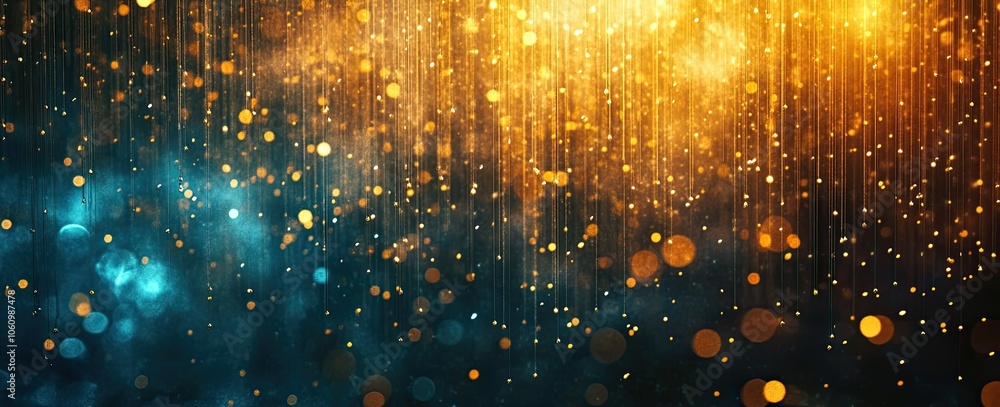 A small amount of golden glitter falling on a black background A small amount of golden glitter falling on a black background