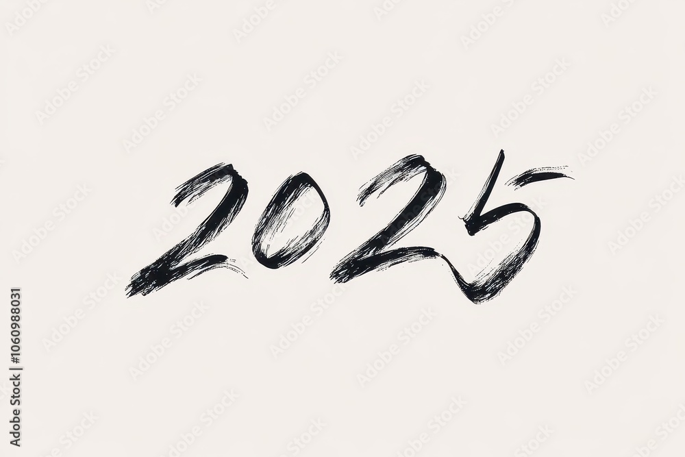 Artistic representation of the year 2025 with brush strokes on a light background, symbolizing hope and renewal Artistic representation of the year 2025 with brush strokes on a light background, symbolizing hope and renewal