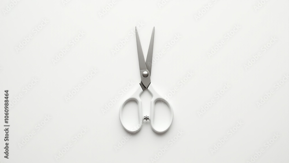 Simple steel scissors with round handles, ideal for detailed cutting. Everyday things for personal care. Simple steel scissors with round handles, ideal for detailed cutting. Everyday things for personal care.