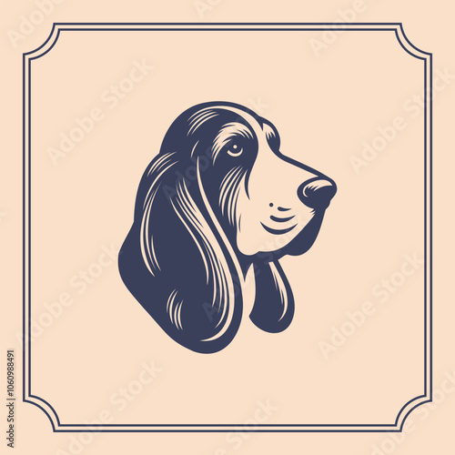 Baset hound dog head silhouette logo style illustration