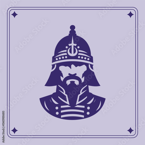 Mongol warrior historical character silhouette logo style illustration