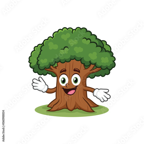 Oak tree cartoon character illustration