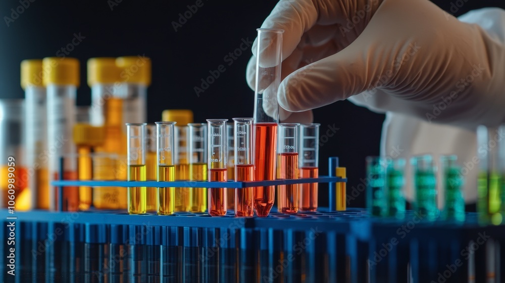 Scientist Conducting Laboratory Research with Test Tubes Scientist Conducting Laboratory Research with Test Tubes
