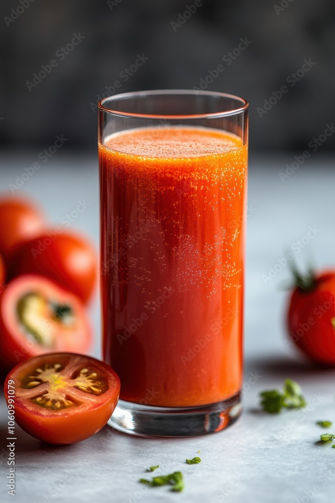 Fresh tomato juice with whole tomatoes Fresh tomato juice with whole tomatoes