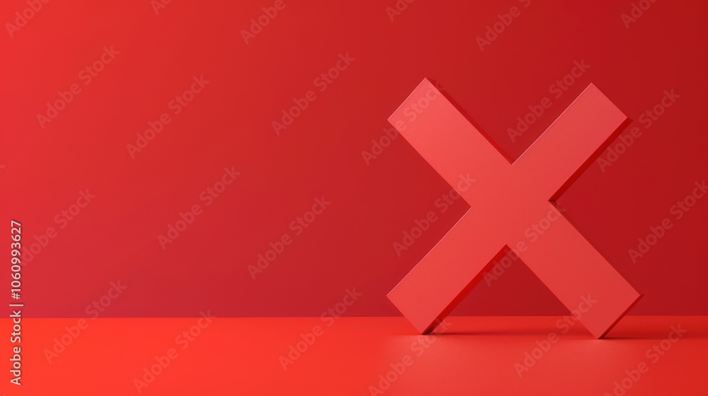 Obraz premium Red X on a Red Background.