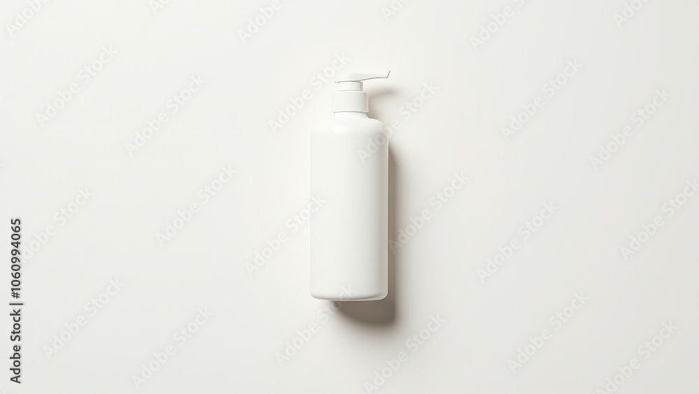 Plain white bottle with a cap, standing on a minimalist background, representing simplicity and modernity in everyday items