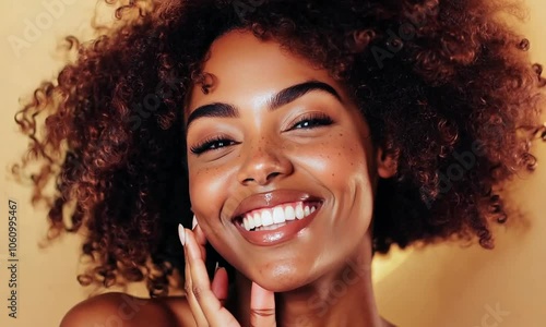 Beautiful mid age woman with beautiful skin. Anti age treatment ad, laser face rejuvenation	