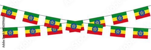 Bunting flags of Ethiopia. Decoration for holidays Ethiopia on white background.