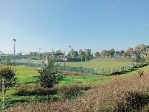 landscape with stadium among the nature 