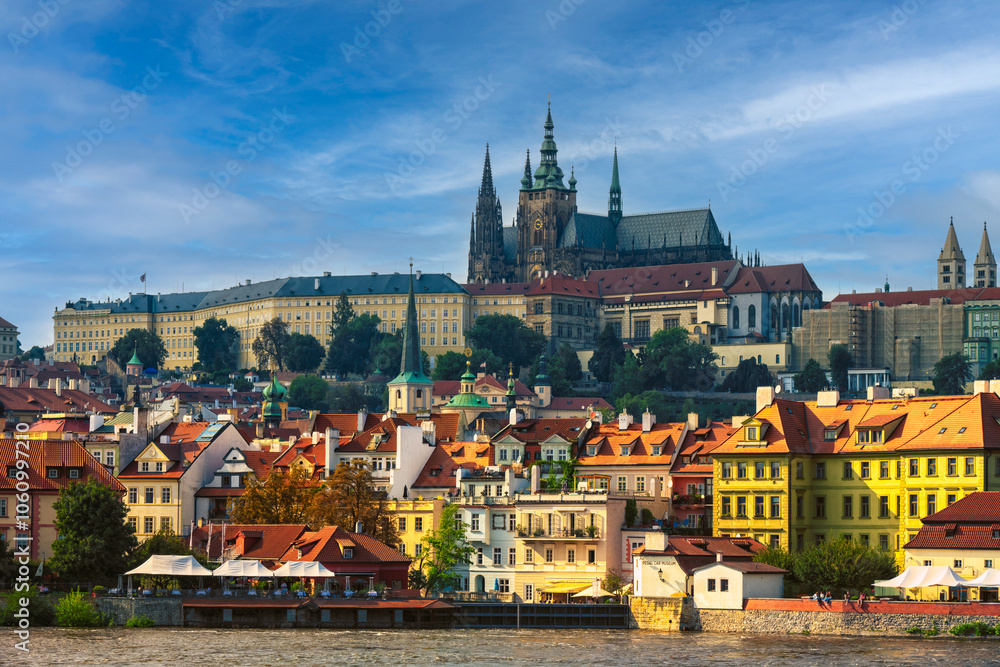 Obraz premium Cathedral and town on river