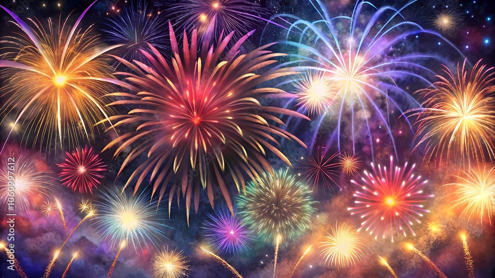 happy new year celebration fireworks on the sky happy new year celebration fireworks on the sky