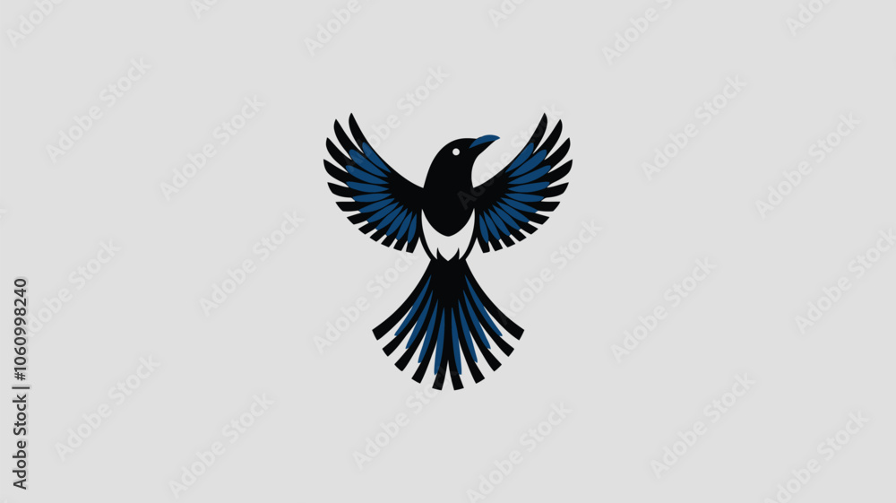 Fototapeta premium Elegant Magpie Illustration on a Simple Branch 