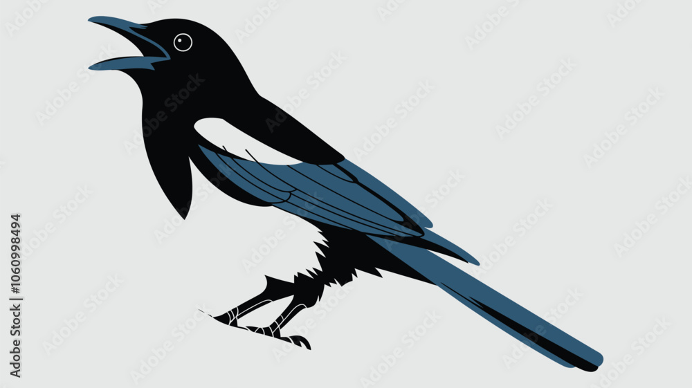 Elegant Magpie Illustration on a Simple Branch 