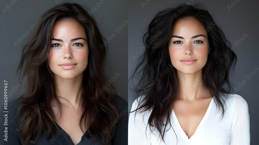 High Quality Before-and-after results of keratin hair treatment and styling High Quality Before-and-after results of keratin hair treatment and styling