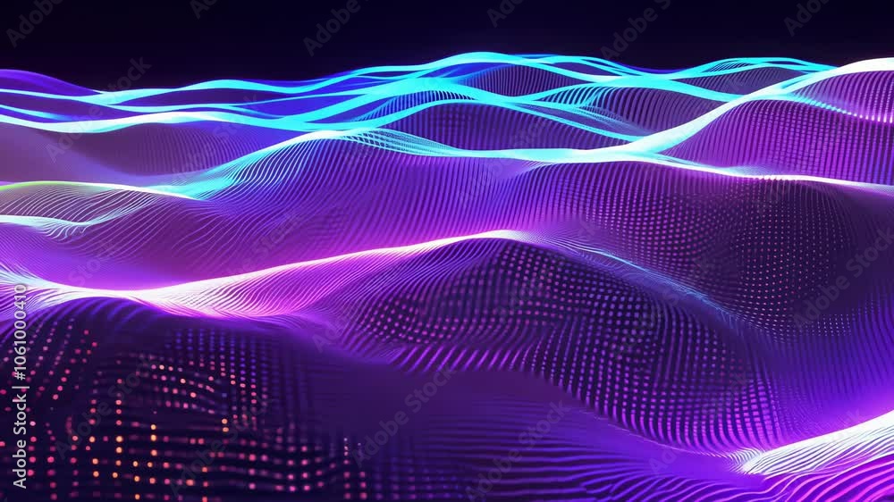 Vibrant 3D neon waves of multicolored lights flow smoothly, creating a futuristic and dynamic abstract background with a wavelike pattern of rotating squares. Vibrant 3D neon waves of multicolored lights flow smoothly, creating a futuristic and dynamic abstract background with a wavelike pattern of rotating squares.