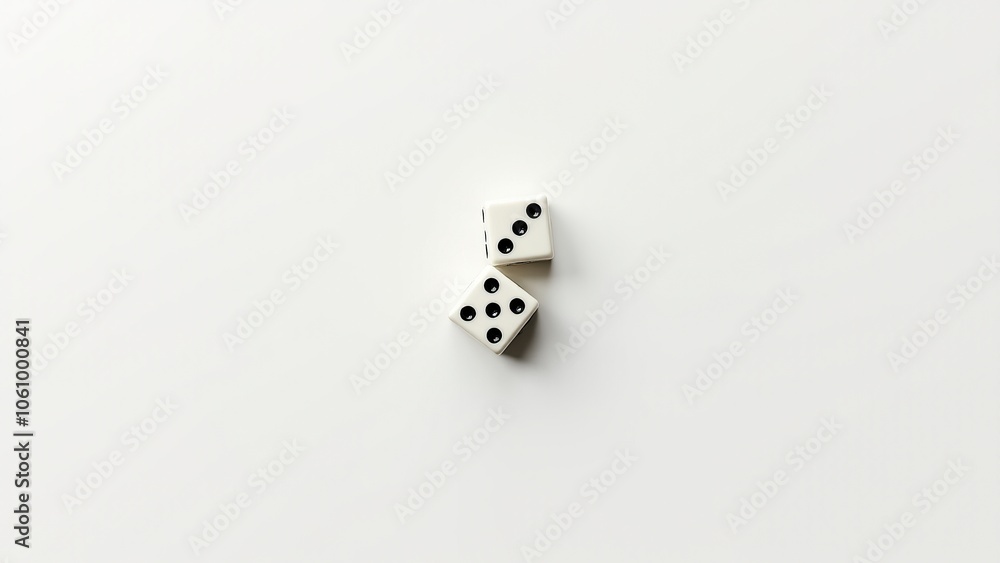 White dice on a plain background, perfect for illustrating everyday things and the concept of probability. White dice on a plain background, perfect for illustrating everyday things and the concept of probability.