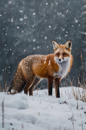 red fox in snow