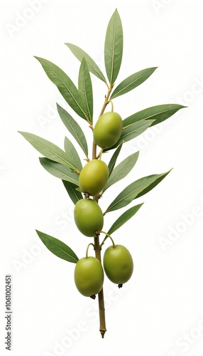 Wallpaper Mural Fresh Green Olive Branch With Unripe Olives On White Background Torontodigital.ca
