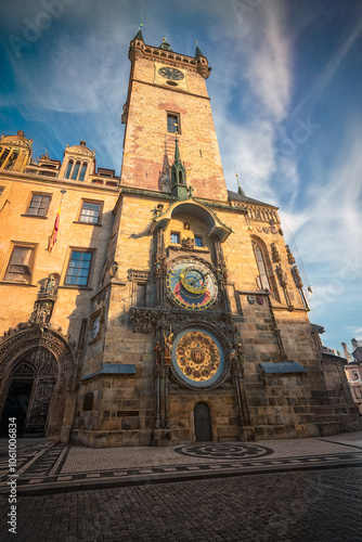 Canvas Print Clock on building in town square