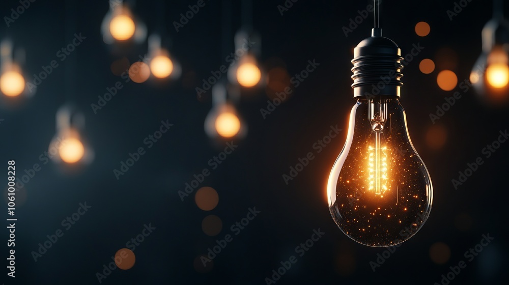 Illuminated Light Bulb on a Dark Background Symbolizing Creativity and Innovation. AI generated illustration Illuminated Light Bulb on a Dark Background Symbolizing Creativity and Innovation. AI generated illustration
