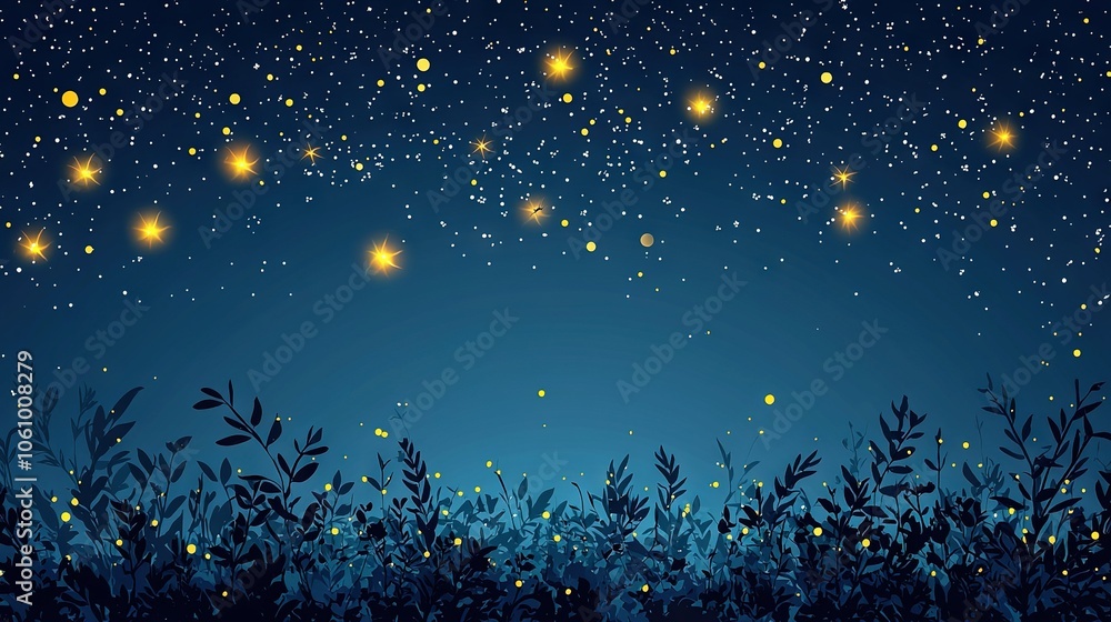 Fototapeta premium Night sky, stars, grass, foreground