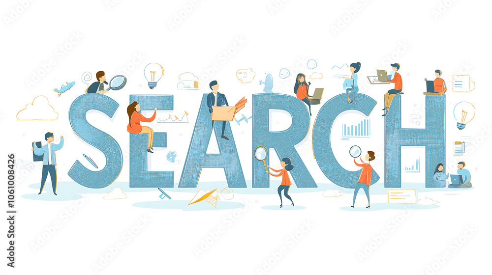 A flat-style vector illustration of the word A flat-style vector illustration of the word