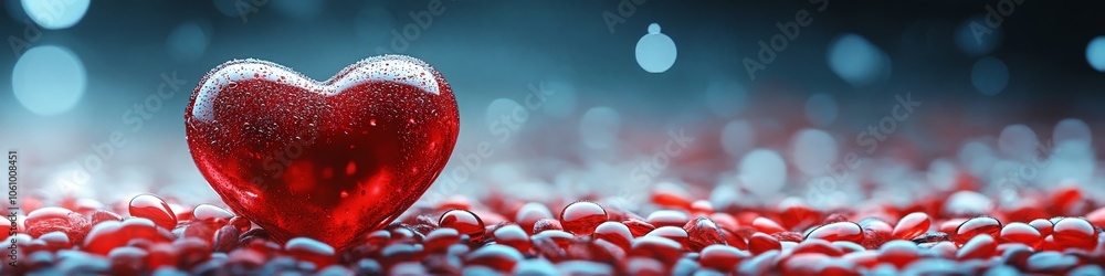 Shiny Red Heart on Beads Shiny Red Heart on Beads