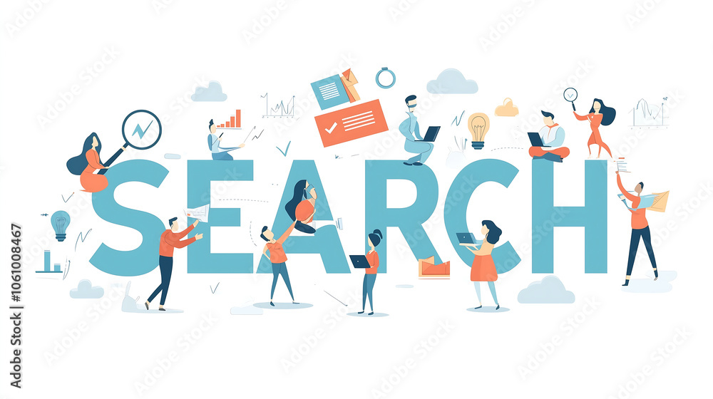 A flat-style vector illustration of the word A flat-style vector illustration of the word