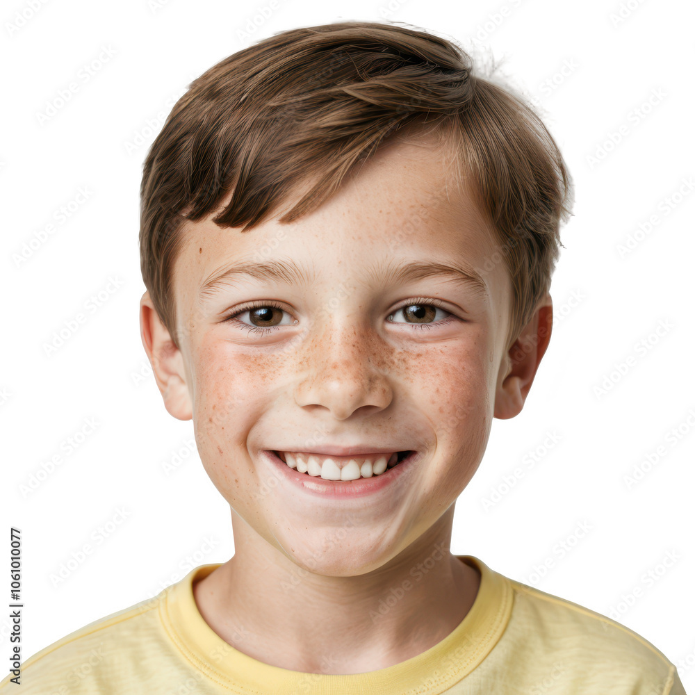 Portrait of a cheerful young boy with freckles and a big smile, isolated on transparent background Portrait of a cheerful young boy with freckles and a big smile, isolated on transparent background