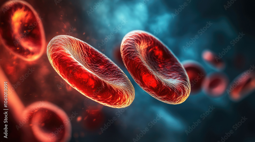 Obraz premium Close-Up View of Red Blood Cells in Motion - Vitality and Health Concept in Medical Photography