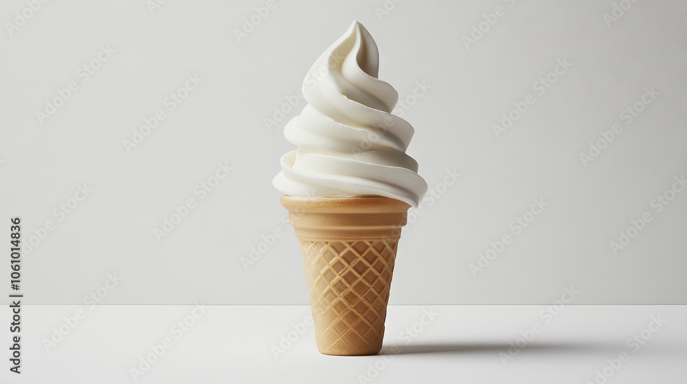 Soft-Serve Ice Cream Cone Minimalist Concept. AI generated illustration Soft-Serve Ice Cream Cone Minimalist Concept. AI generated illustration