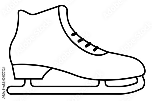 Ice Skate Silhouette Line Art vector on white background